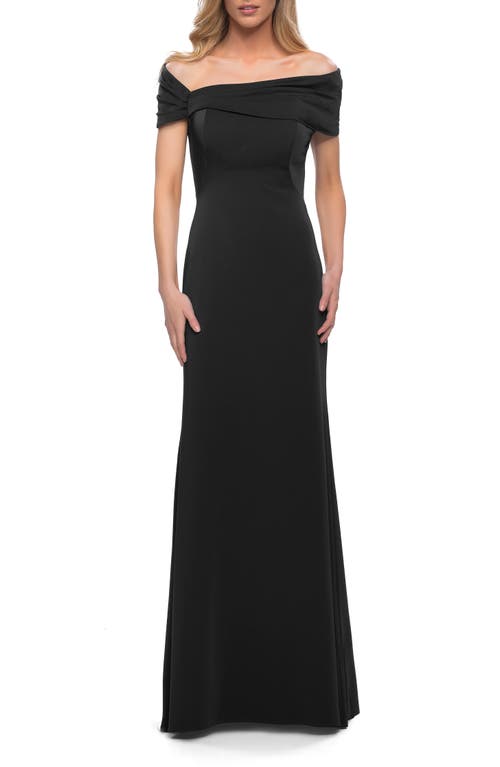 LA FEMME LA FEMME SIMPLY CHIC OFF THE SHOULDER JERSEY GOWN