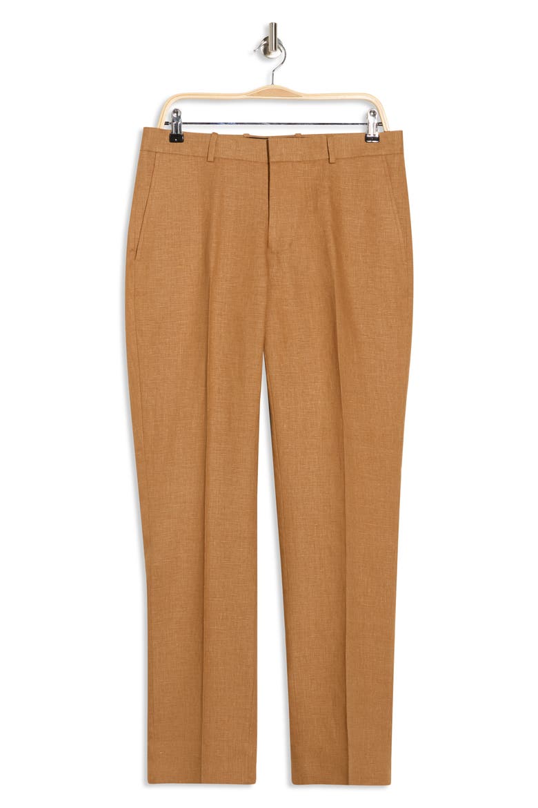 Linen Suit Separates Dress Pants, Alternate, color, BROWN SADDLE