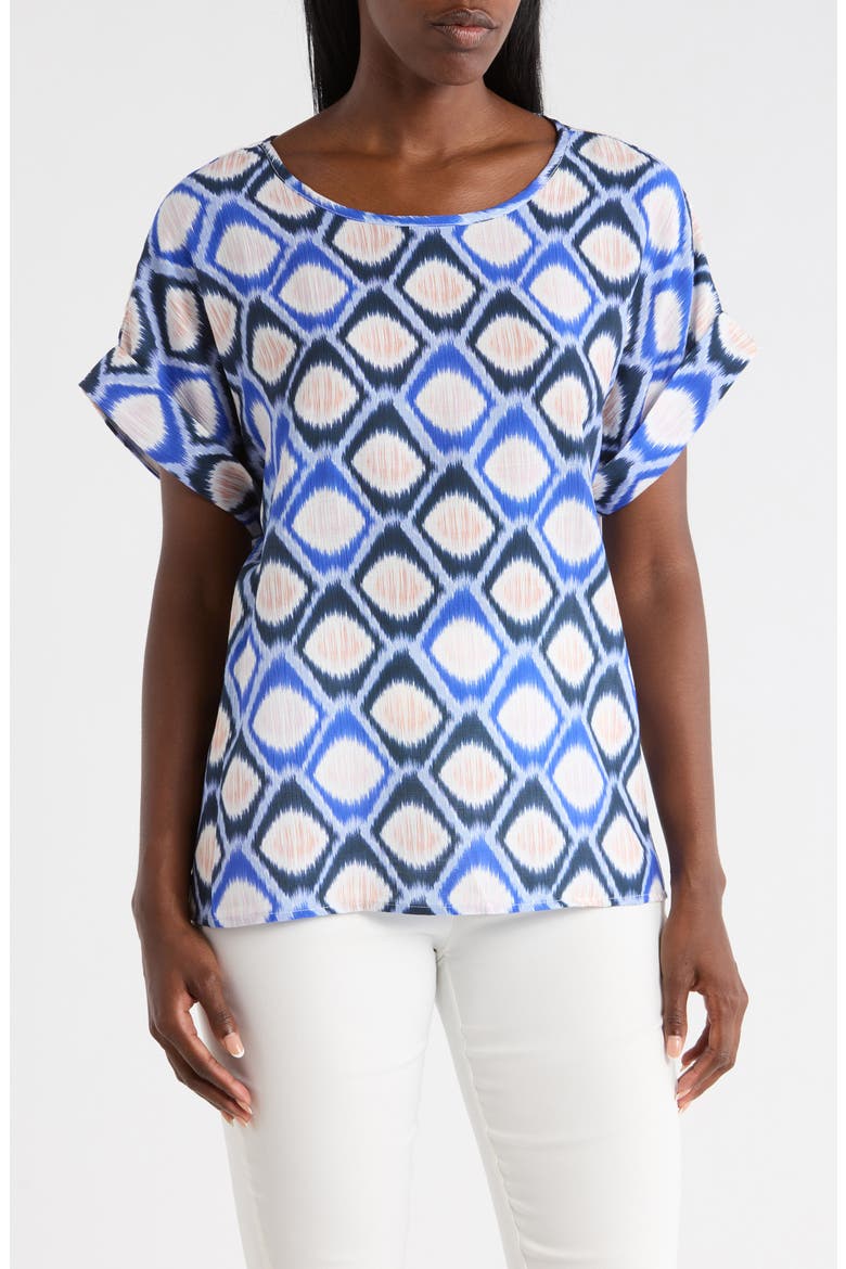 Honeycomb Print Top, Main, color, BLUE