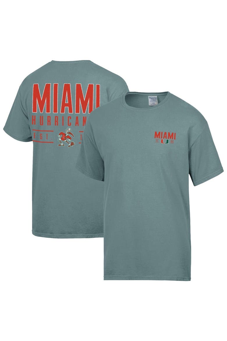 Men's ComfortWash  Green Miami Hurricanes Big Name T-Shirt, Main, color, Green