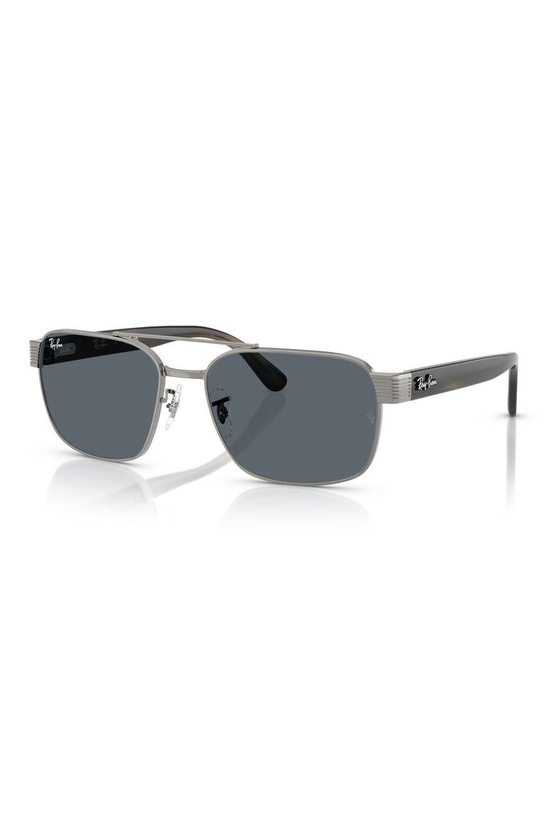 61mm Square Sunglasses, Alternate, color, GUNMETAL / BLUE