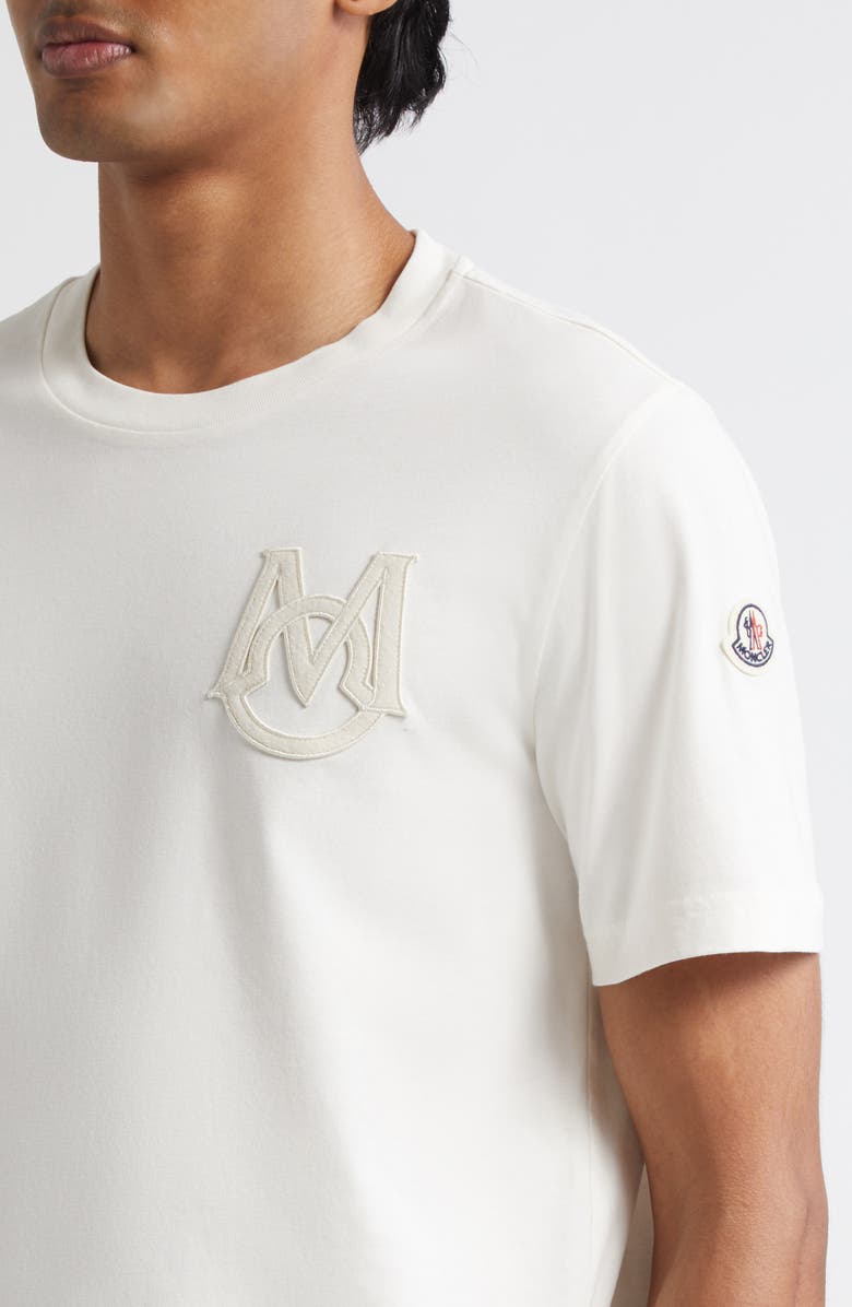 Moncler Monogram Logo Cotton T-Shirt, Alternate, color, Bright White