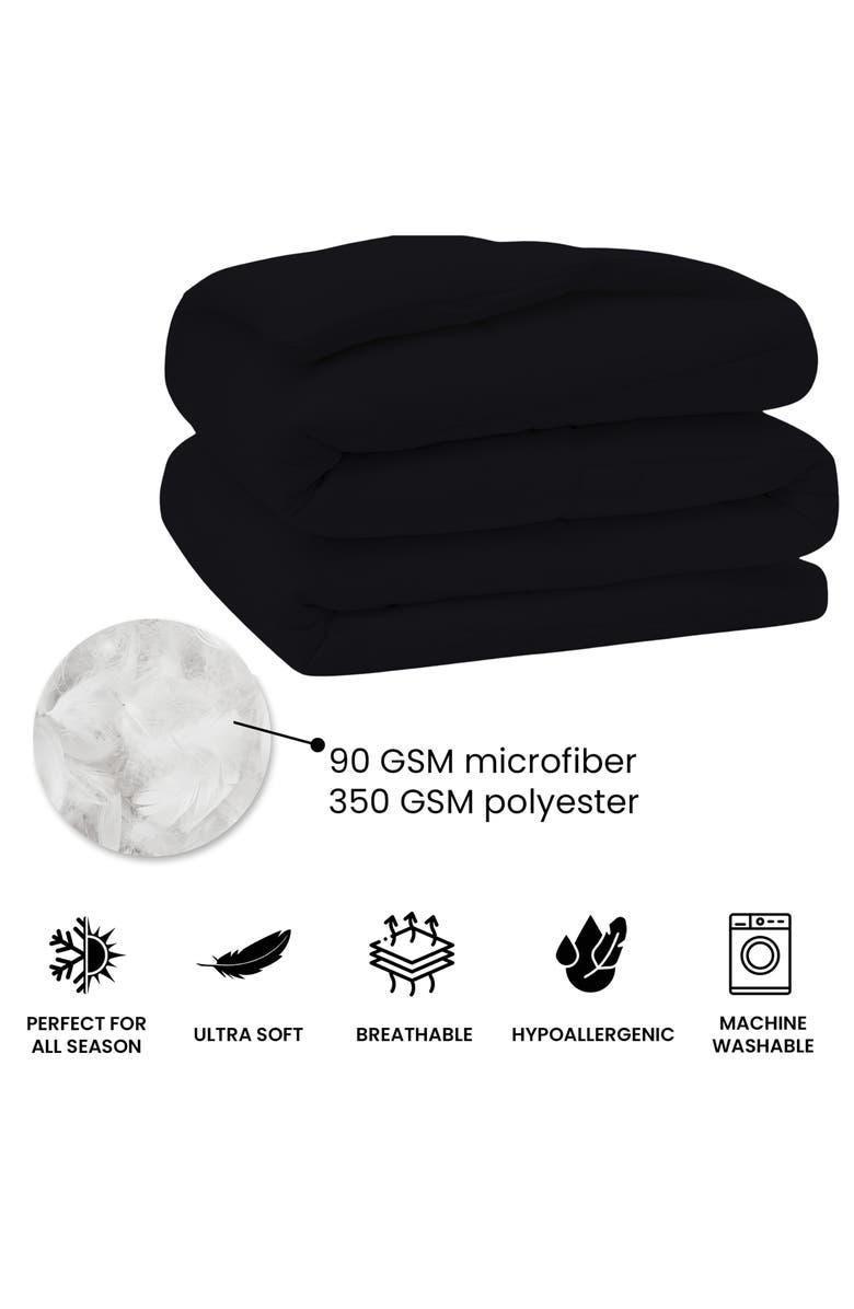 Luxury Home Solid Black Microfiber Comforter, Alternate, color, Black