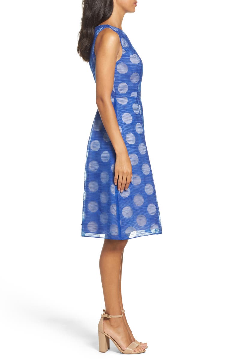 Adrianna Papell Pop Dot Fit & Flare Dress, Alternate, color, 