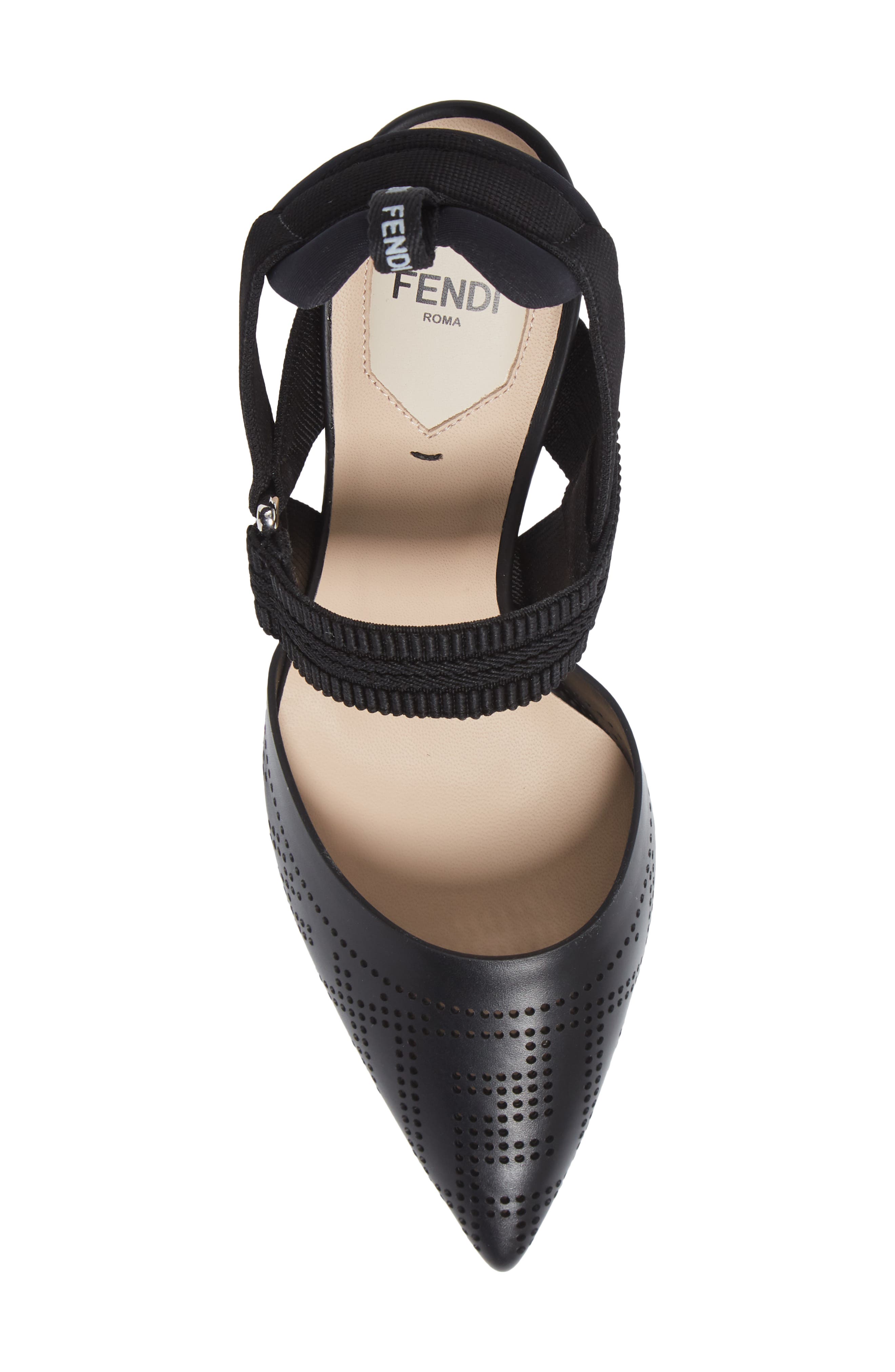 Fendi Colibri FF Perforated Pointed Toe Pump, Alternate, color, 