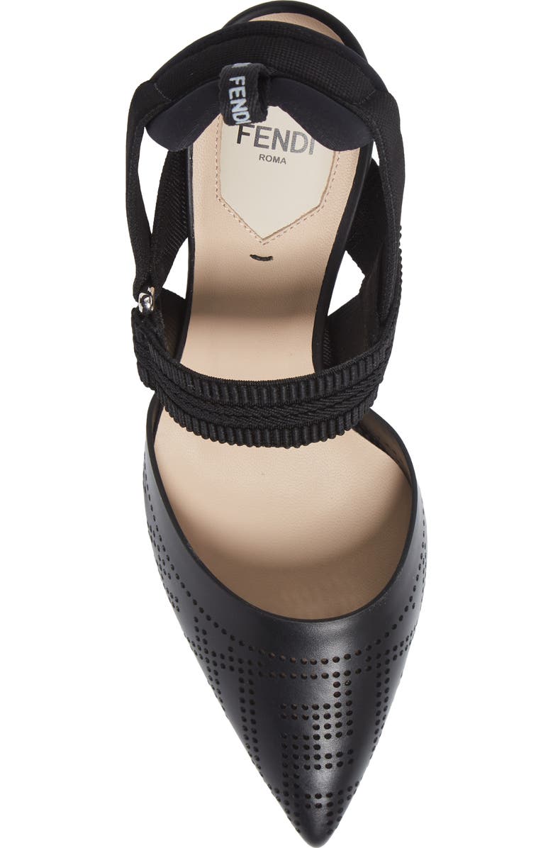Fendi Colibri FF Perforated Pointed Toe Pump, Alternate, color,