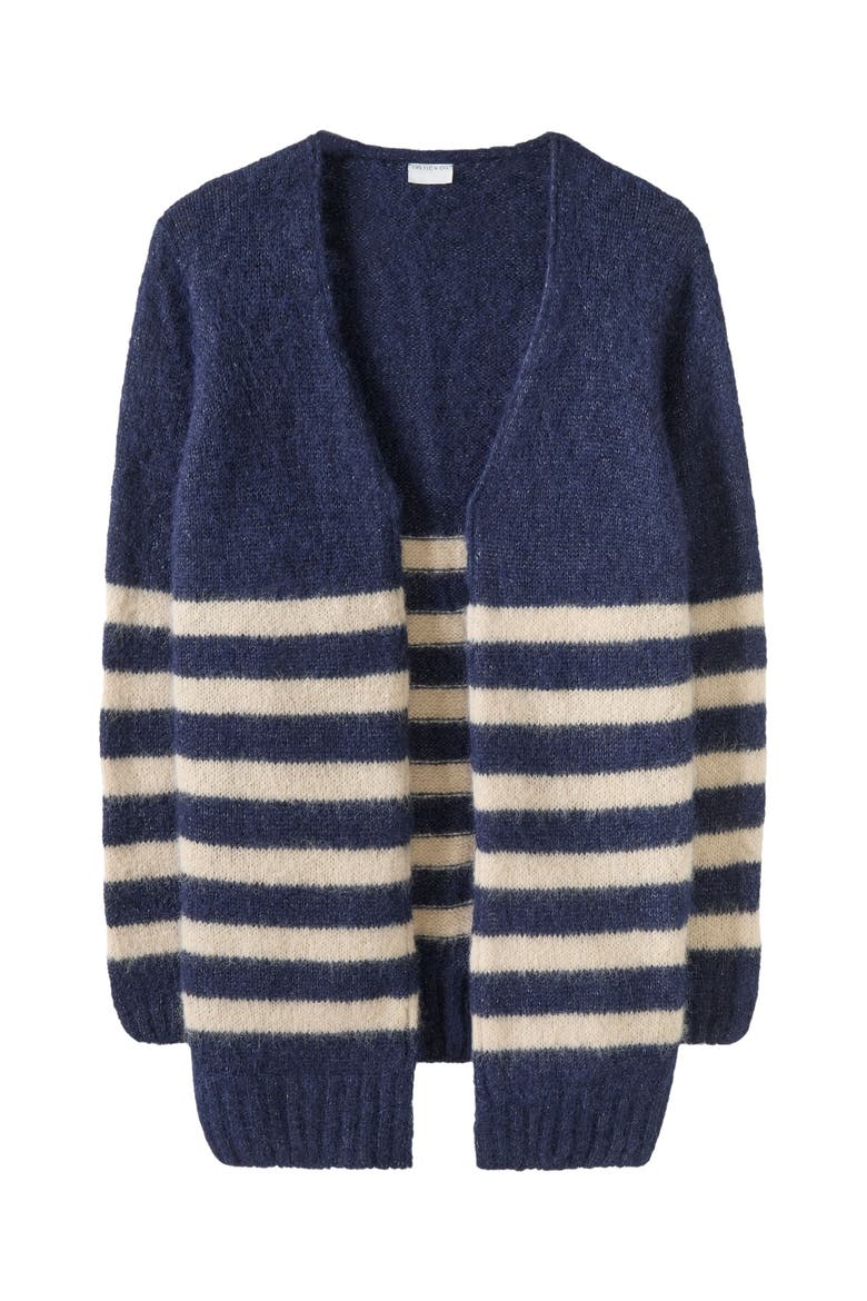 Longline Edge To Edge Cardigan, Alternate, color, NAVY / OATMEAL