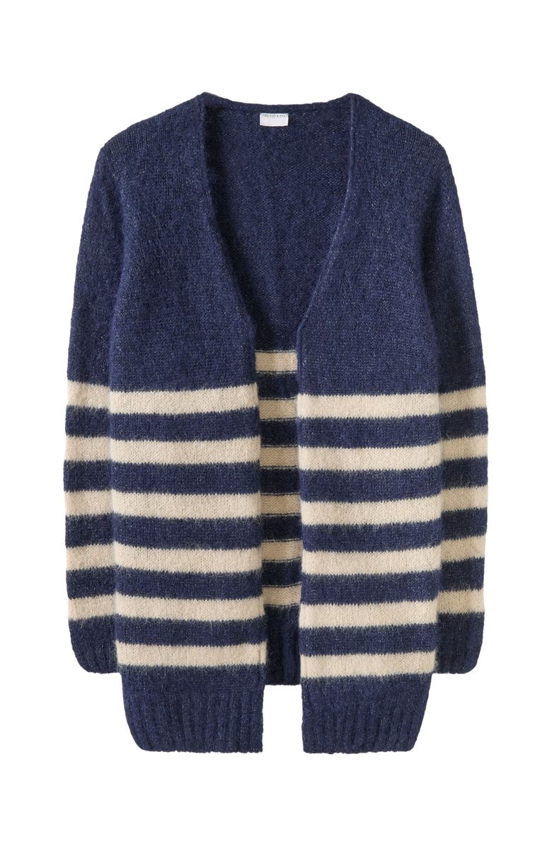 Celtic & Co. Longline Edge To Edge Cardigan, Alternate, color, Navy / Oatmeal