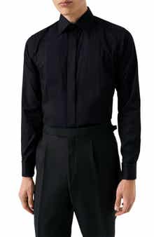 Slim Fit Cotton Plissé Tuxedo Shirt