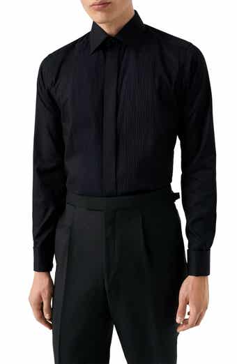 Slim Fit Cotton Plissé Tuxedo Shirt
