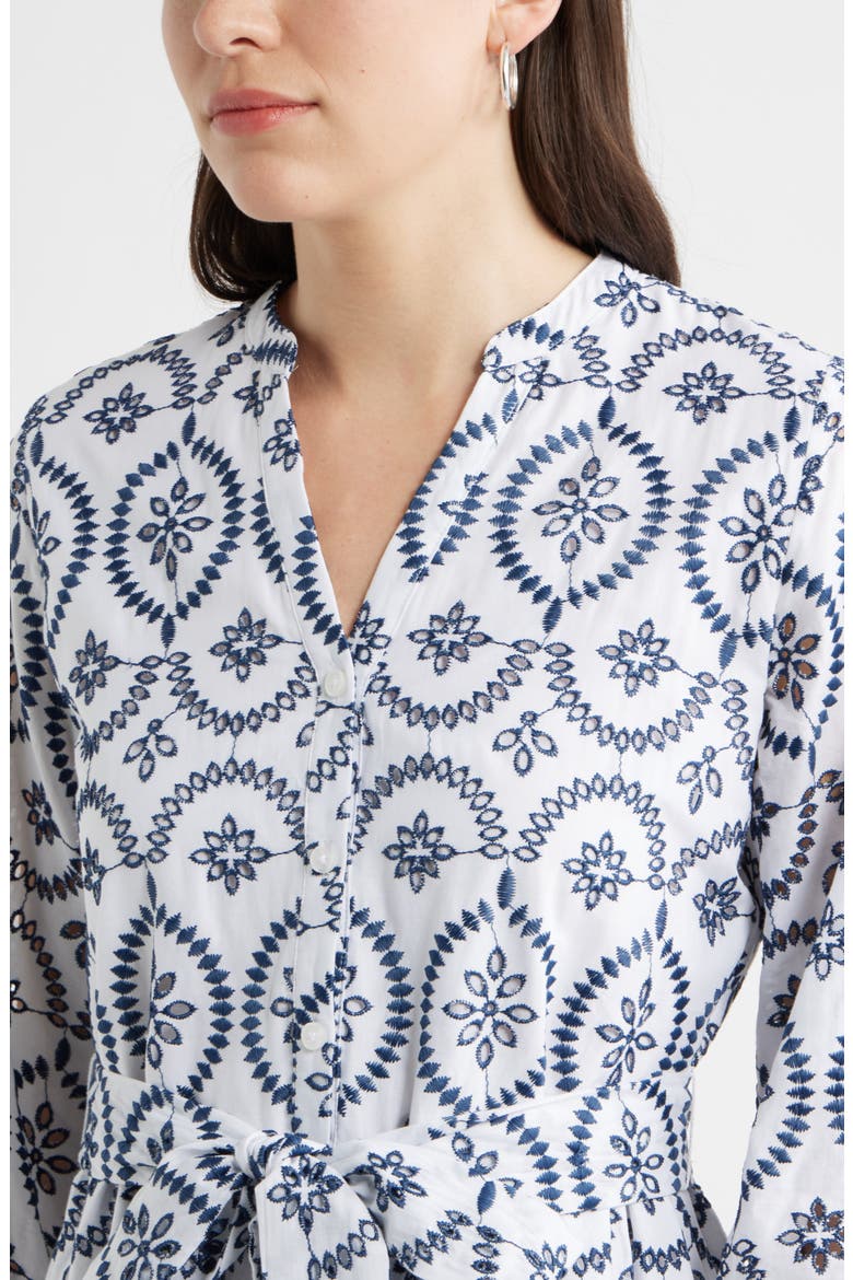 Embroidered Eyelet Lace Dress, Alternate, color, WHITE- BLUE EMBROIDERY