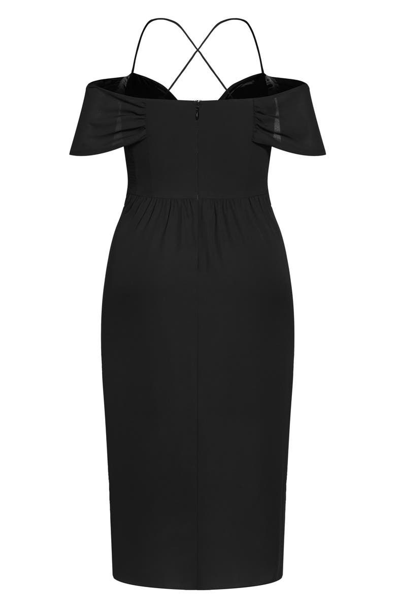 City Chic Entwine Cold Shoulder Dress, Alternate, color, Black