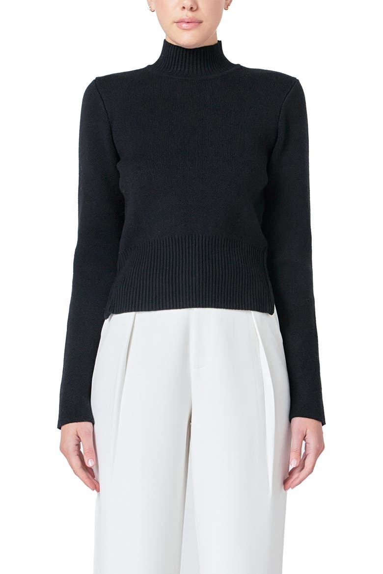 Zip Detail Sweater, Alternate, color, BLACK