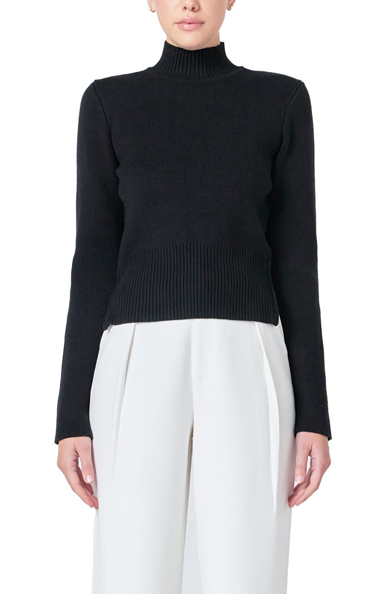 Endless Rose Zip Detail Sweater, Alternate, color, Black