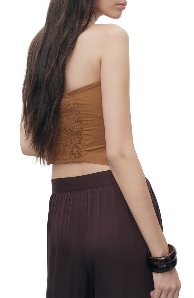 MANGO Asymmetric Strapless Top, Alternate, color, Brown