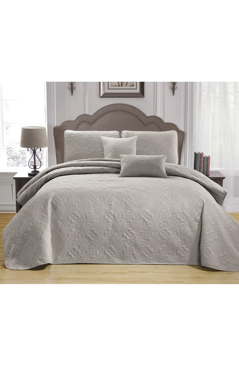 Duck River Textile Carlotta 5-Piece Queen Bedspread Set - Grey, Alternate, color, 
