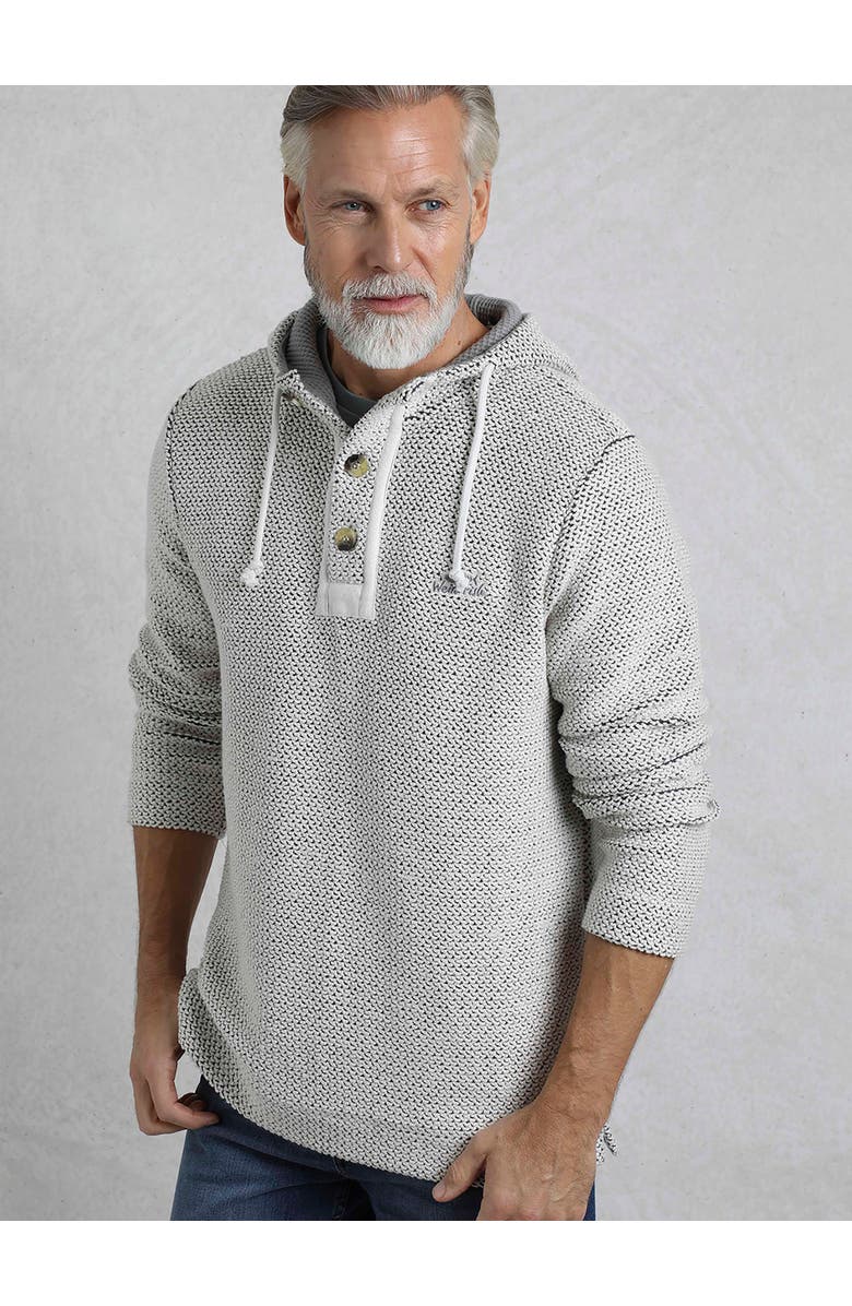 Weird Fish Bakersfield Button Neck Hooded Fleece, Main, color, Ecru