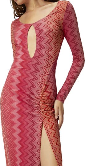 ワンピース MISSONI SS25 Cover up dress (MS25SQ1LBR012S SM9QN) Long one-shoulder cover-up dress in zig zag lamé viscose