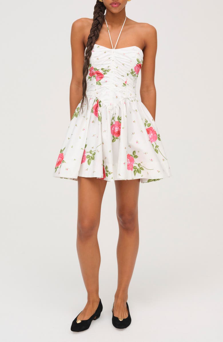 For Love & Lemons Rosebud Corset Halter Minidress, Main, color, 