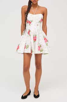 For Love & Lemons Rosebud Corset Halter Minidress