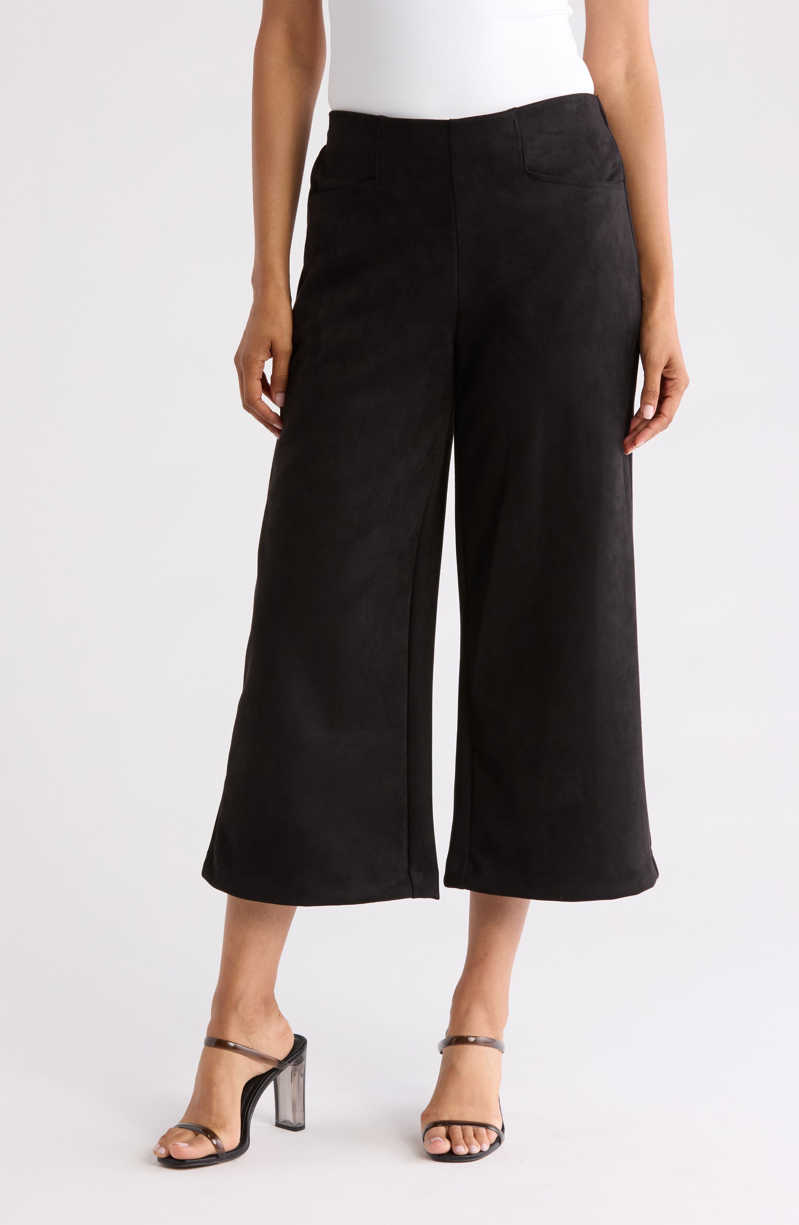 T Tahari Wide Leg Faux Suede Crop Pants | Nordstromrack