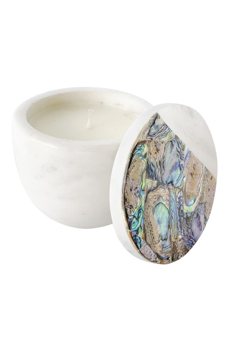 Anaya Rainbow Eucalyptus Marble Candle, Main, color, White