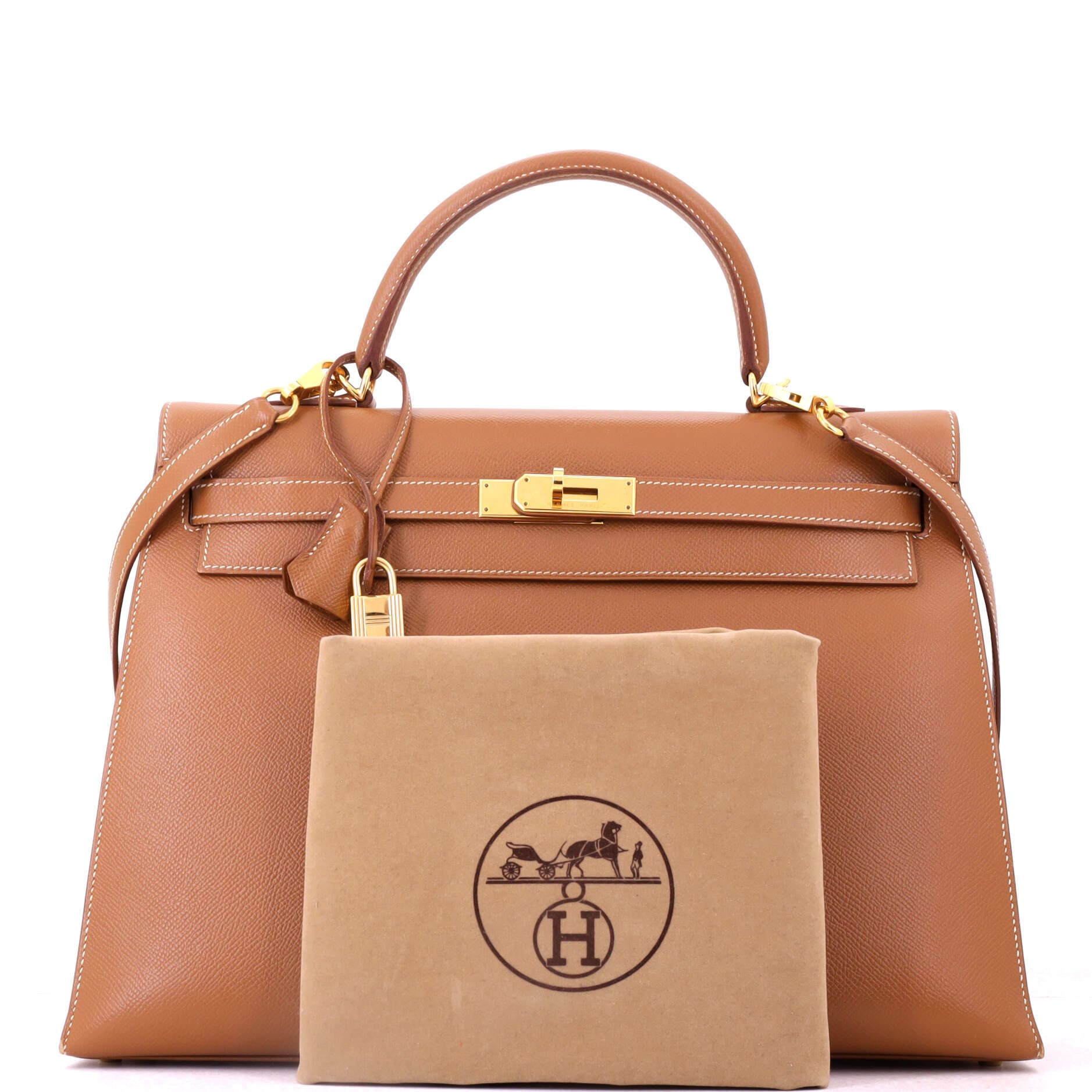 Kelly Handbag Brown Courchevel with Gold Hardware 35, Alternate, color, Gold