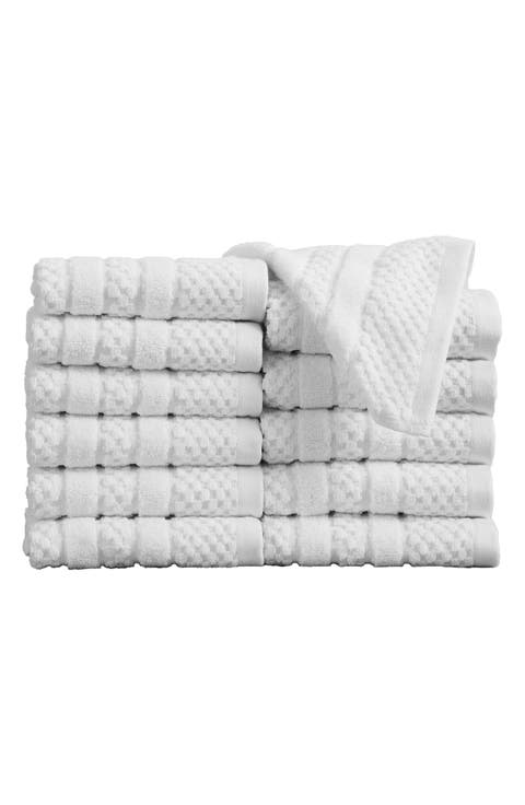 Checkered Texture Cotton Washcloths (Set of 12)