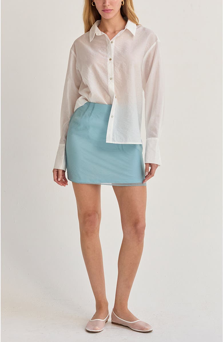 CRESCENT Crinkled Tencel Button Up Shirt, Alternate, color, White