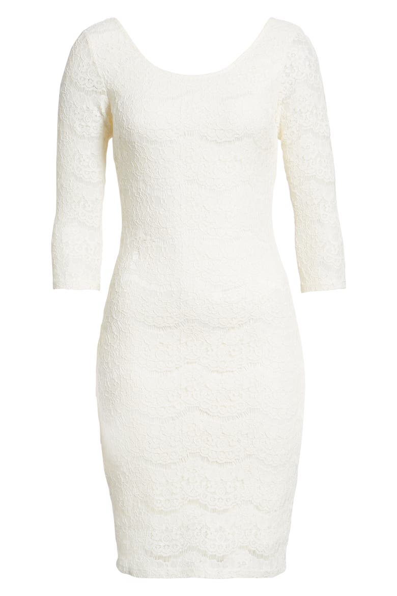 Lace Body-Con Dress, Alternate, color, IVORY