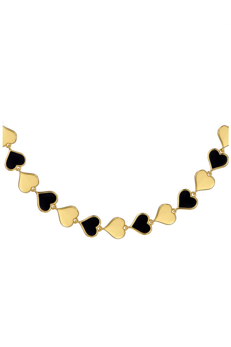 Halston Enamel Heart Chain Necklace, Alternate, color, GOLD TONE BLACK