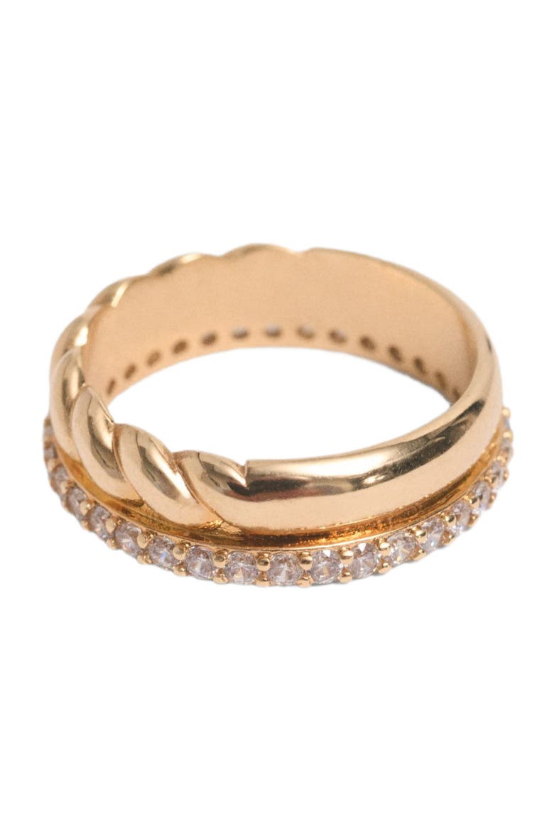 Twisted gold rhinestone ring, Alternate, color, Gold