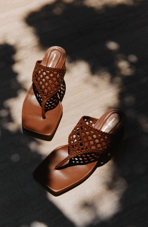 Andrea Gomez Brenda Woven Leather Sandals In Camel
