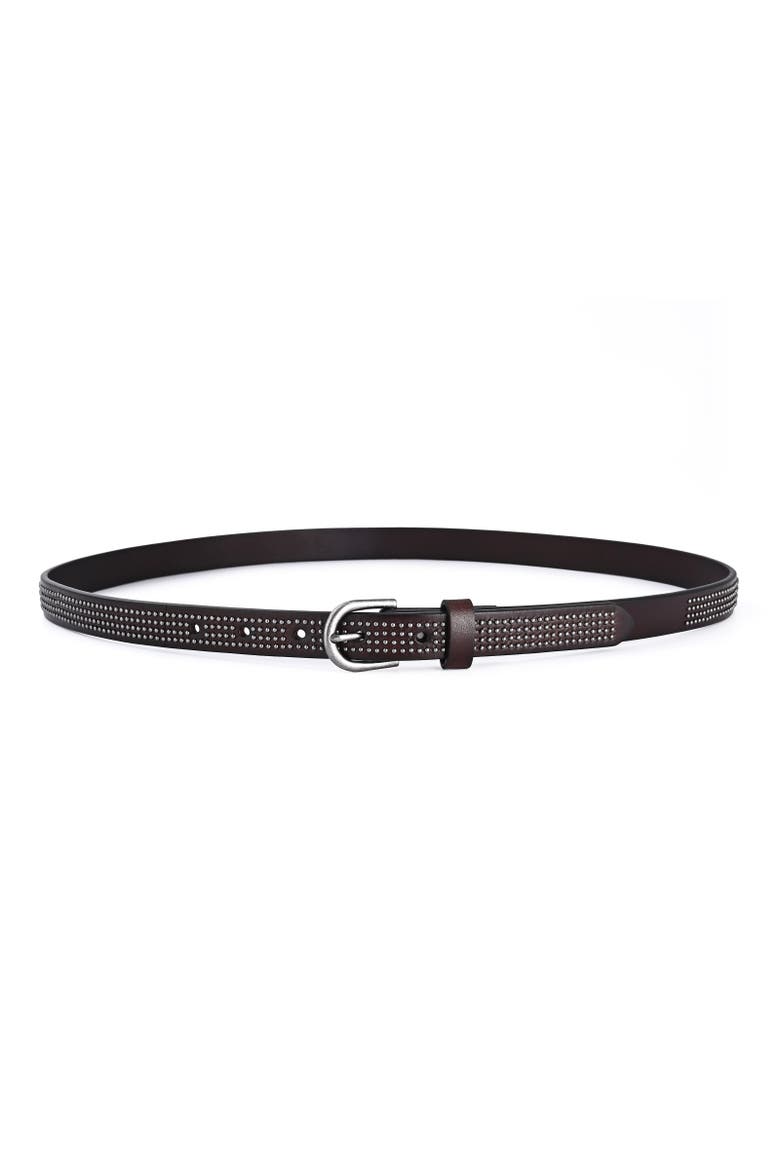 Stud Genuine Leather Slim Studded Everyday Belt, Alternate, color, Brown