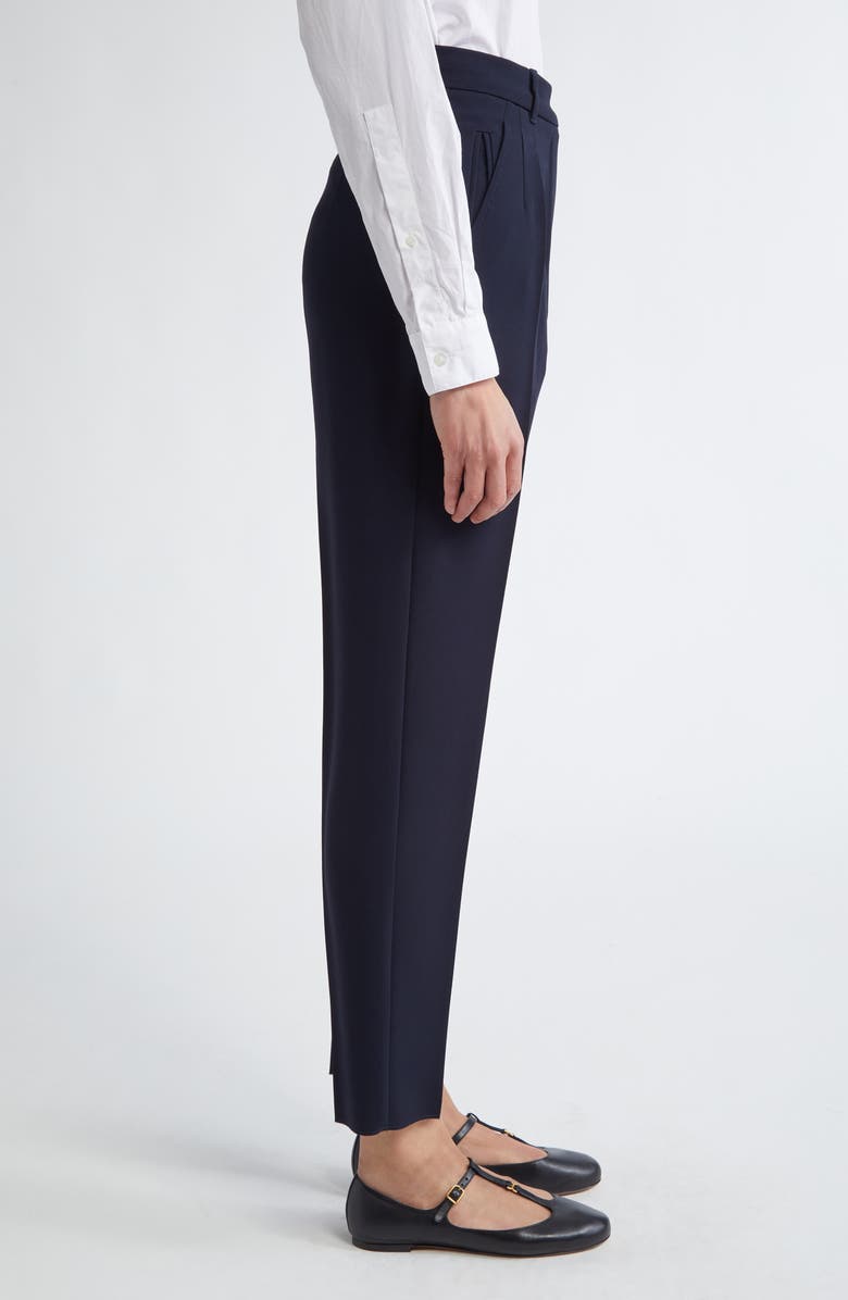 Max Mara Studio Eguale Pleated Crepe Ankle Pants, Alternate, color, Navy