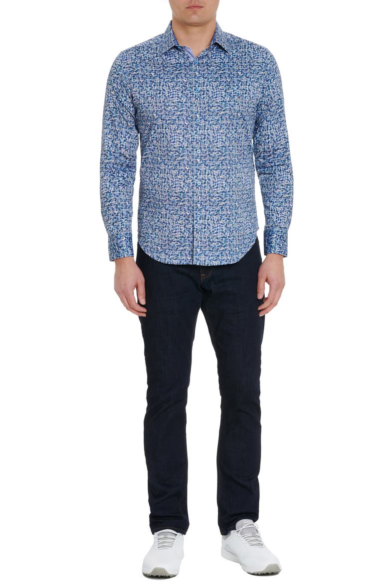 Labyrinth Button-Up Shirt, Alternate, color, BLUE