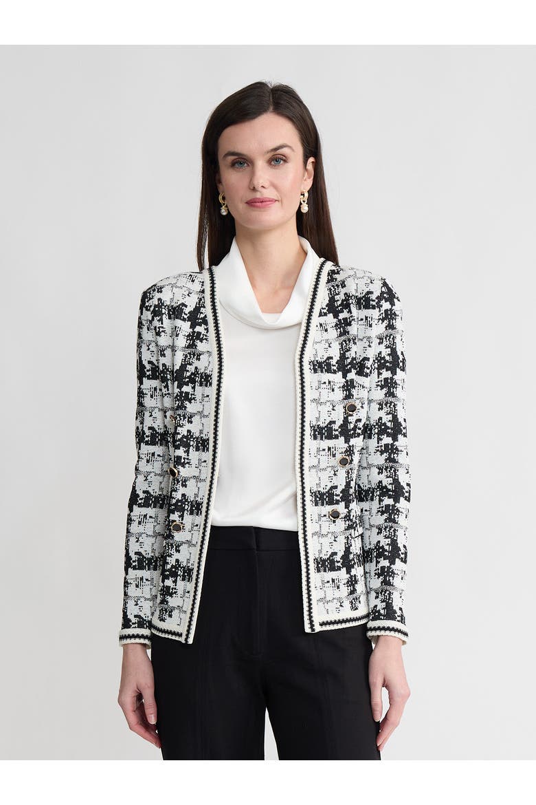 Tailored Faux Double Breasted Knit Jacket, Alternate, color, Black/New Ivory