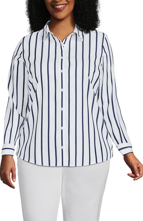 Plus Size No Iron Button Front Shirt