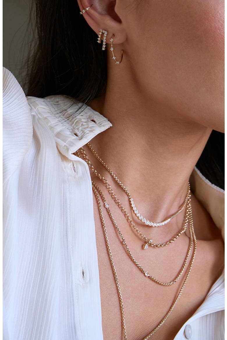 14K Gold Graduated Bezel Diamond Necklace, Alternate, color, 14K YELLOW GOLD