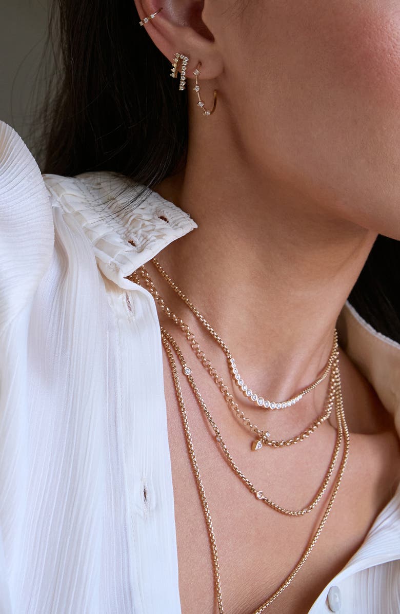 Zoë Chicco 14K Gold Graduated Bezel Diamond Necklace, Alternate, color, 14K Yellow Gold