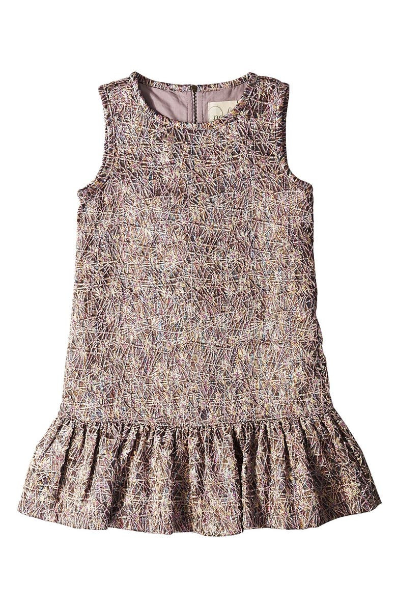 Peek Aren't You Curious Peek 'Brooklyn' Shimmer Jacquard Sleeveless Drop Waist Dress, Main, color, 