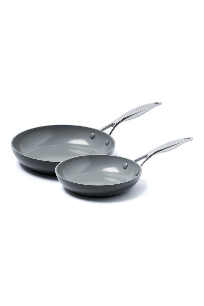 Valencia Pro 8-Inch & 10-Inch Anodized Aluminum Ceramic Nonstick Frying Pan Set, Main, color, BLACK
