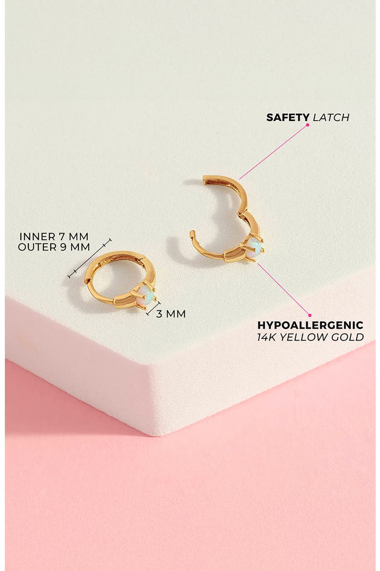 14k Gold Single Opal Hoops, Alternate, color, Opal