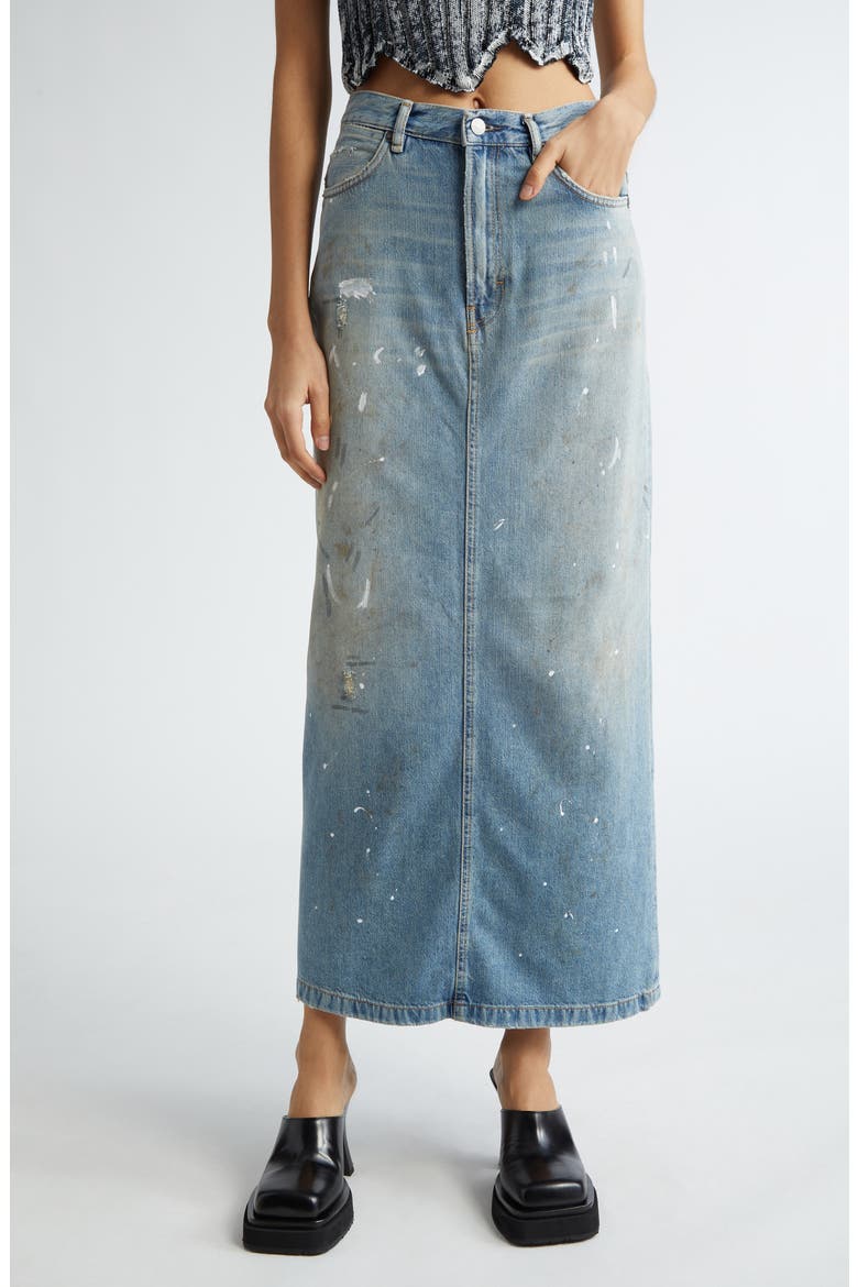Philo Trafalgar Denim Midi Skirt, Main, color, LIGHT BLUE