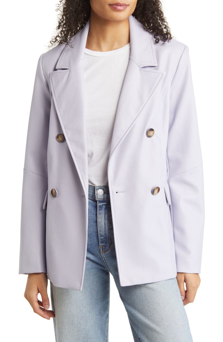 Sanctuary Belted Faux Leather Blazer, Alternate, color, Lavender