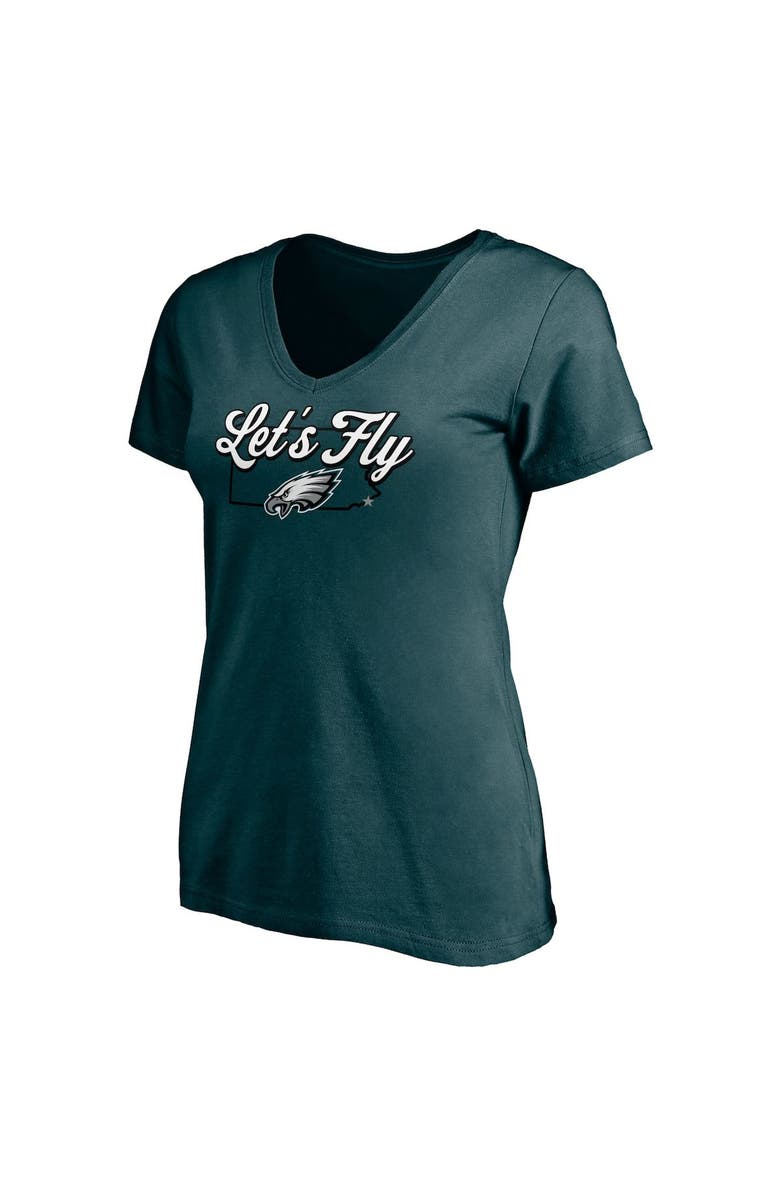 FANATICS Women's Fanatics Branded Midnight Green Philadelphia Eagles Hometown Collection Wildcat V-Neck T-Shirt, Alternate, color, 