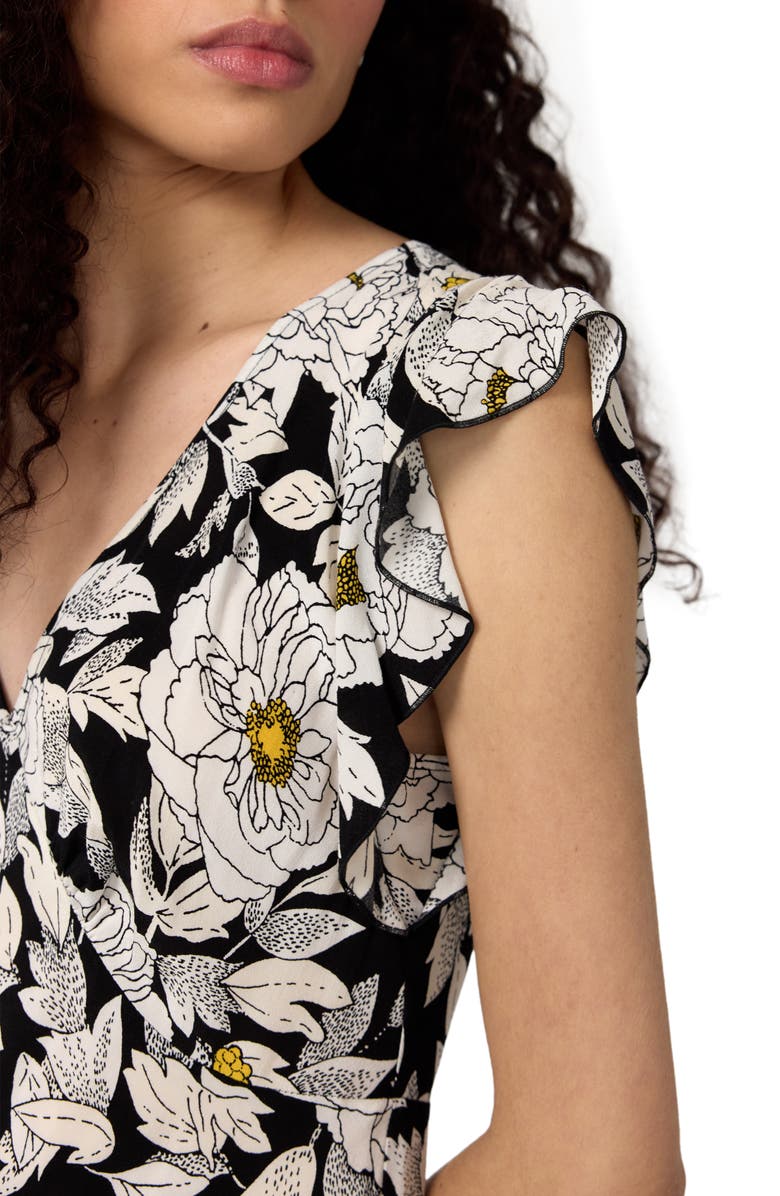 Diane von Furstenberg Manuella Floral Dress, Alternate, color, Biba Rose Black