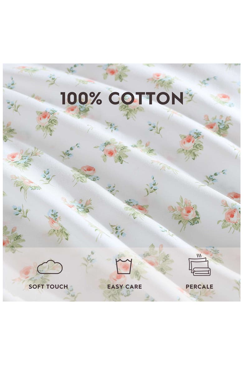 Roseford 4-Piece Cotton Sheet Set, Alternate, color, PASTEL ORANGE