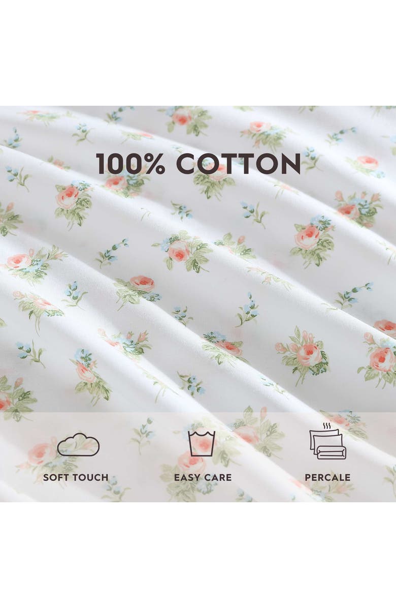 Laura Ashley Roseford 4-Piece Cotton Sheet Set, Alternate, color, Pastel Orange