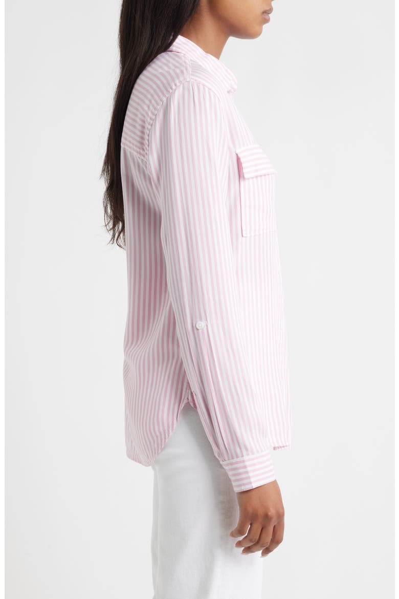 Farrah Stripe Button-Up Shirt, Alternate, color, PINK ROSETTA